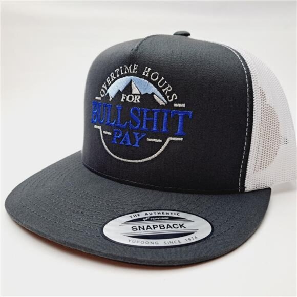 Rich Men North Of Richmond BS Overtime Pay Flat Bill Mesh Snapback Cap Hat Gray